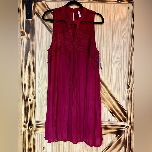 Xhilaration Sleeveless Lace Boho Chic Midi Dress Cranberry XXL - Picture 1 of 9
